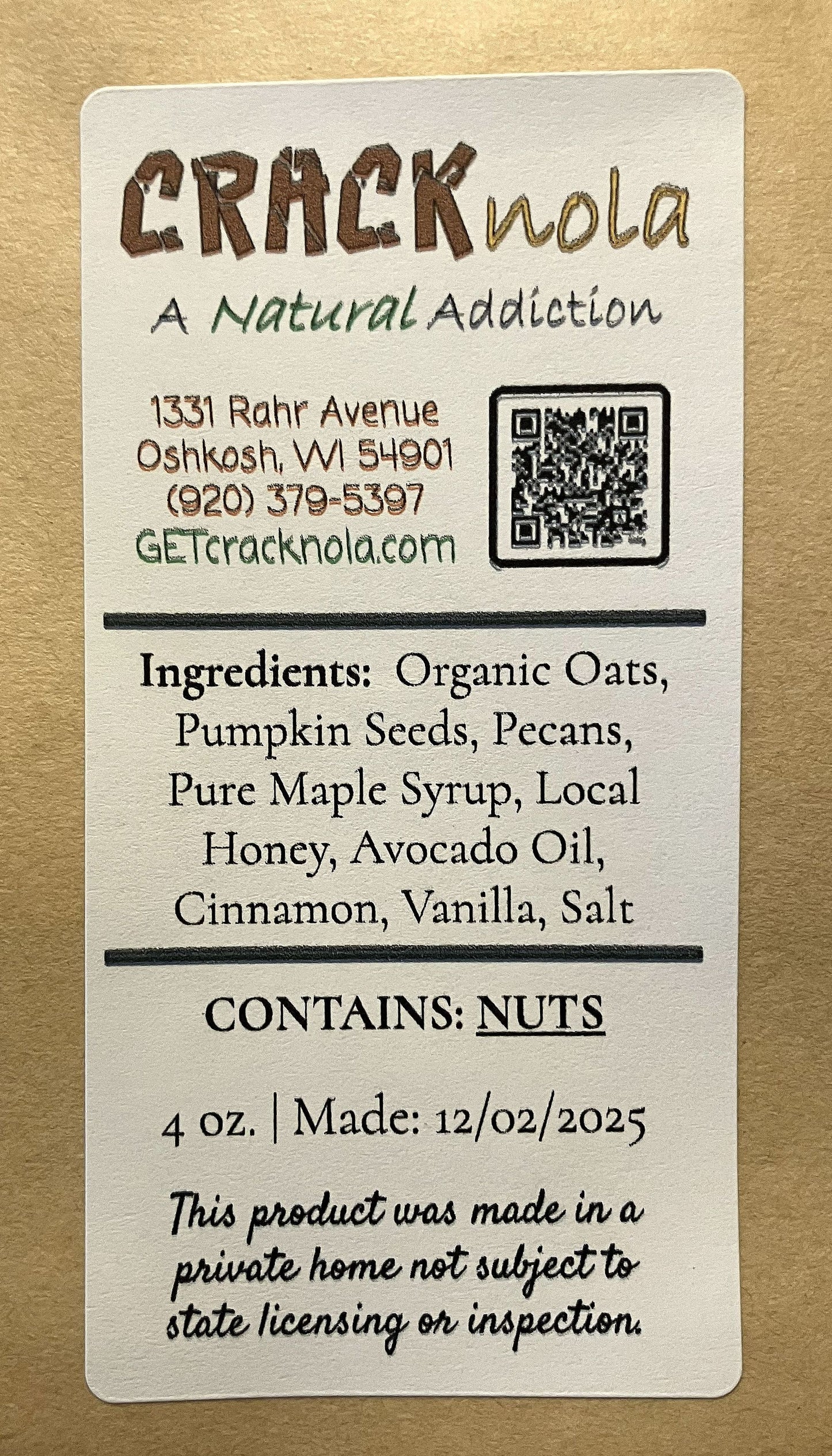 Original Handmade Pecan Granola (4 oz.)